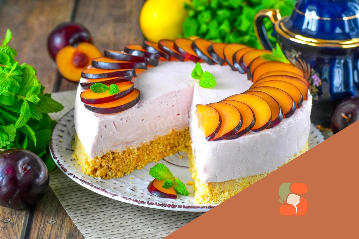 Чізкейк зі сливами та сирним сиром без випічки