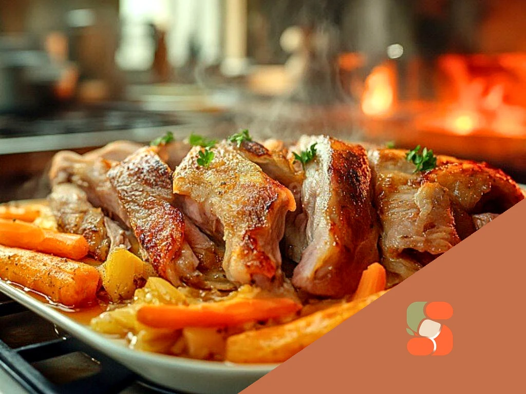 Гусак в афганському казані з апельсинами та айвою