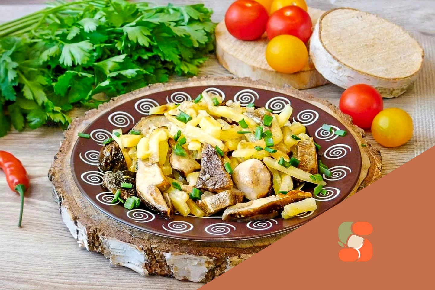Картошка с белыми грибами жареная на сковороде