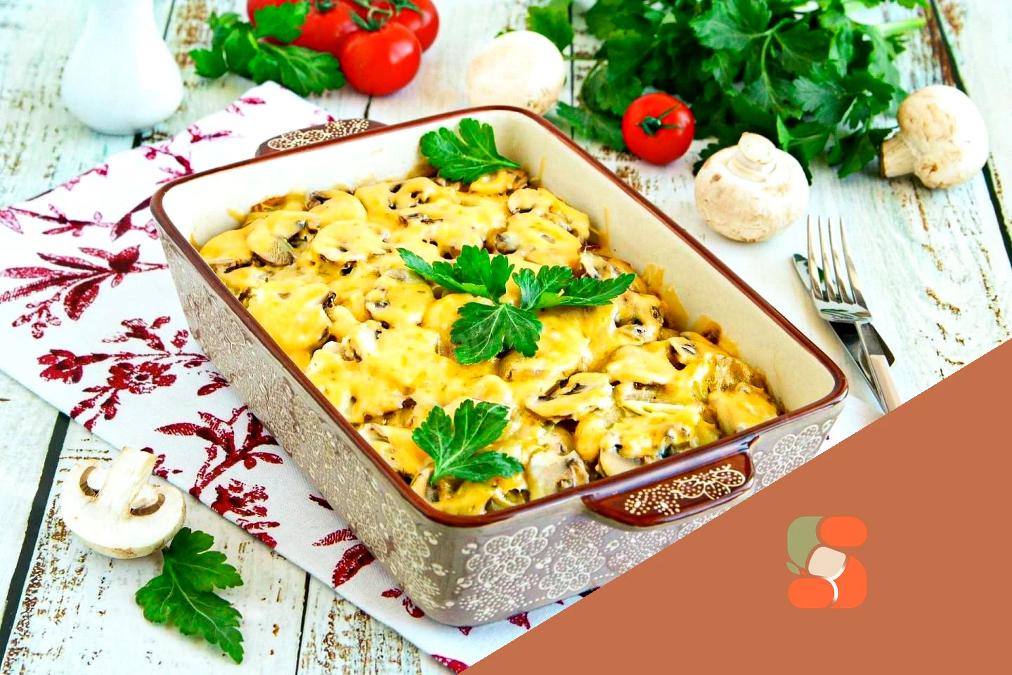 Картопля з сиром та грибами в духовці