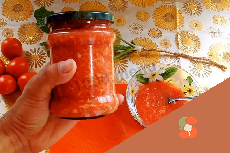 Хренодер без варки на зиму с помидорами и чесноком