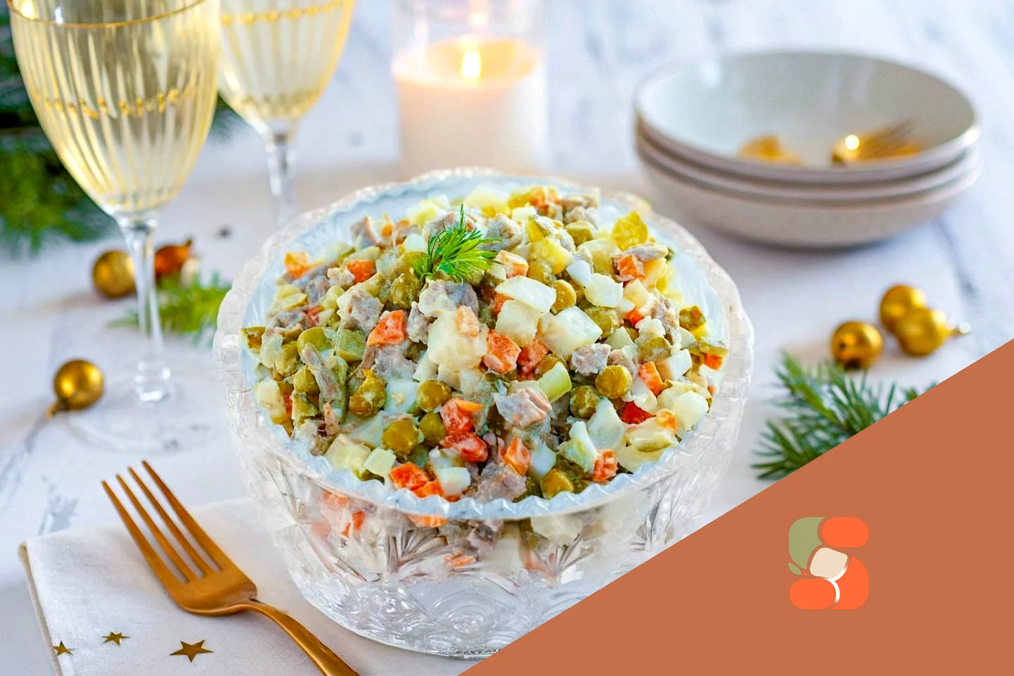 Классический оливье с мясом говядины