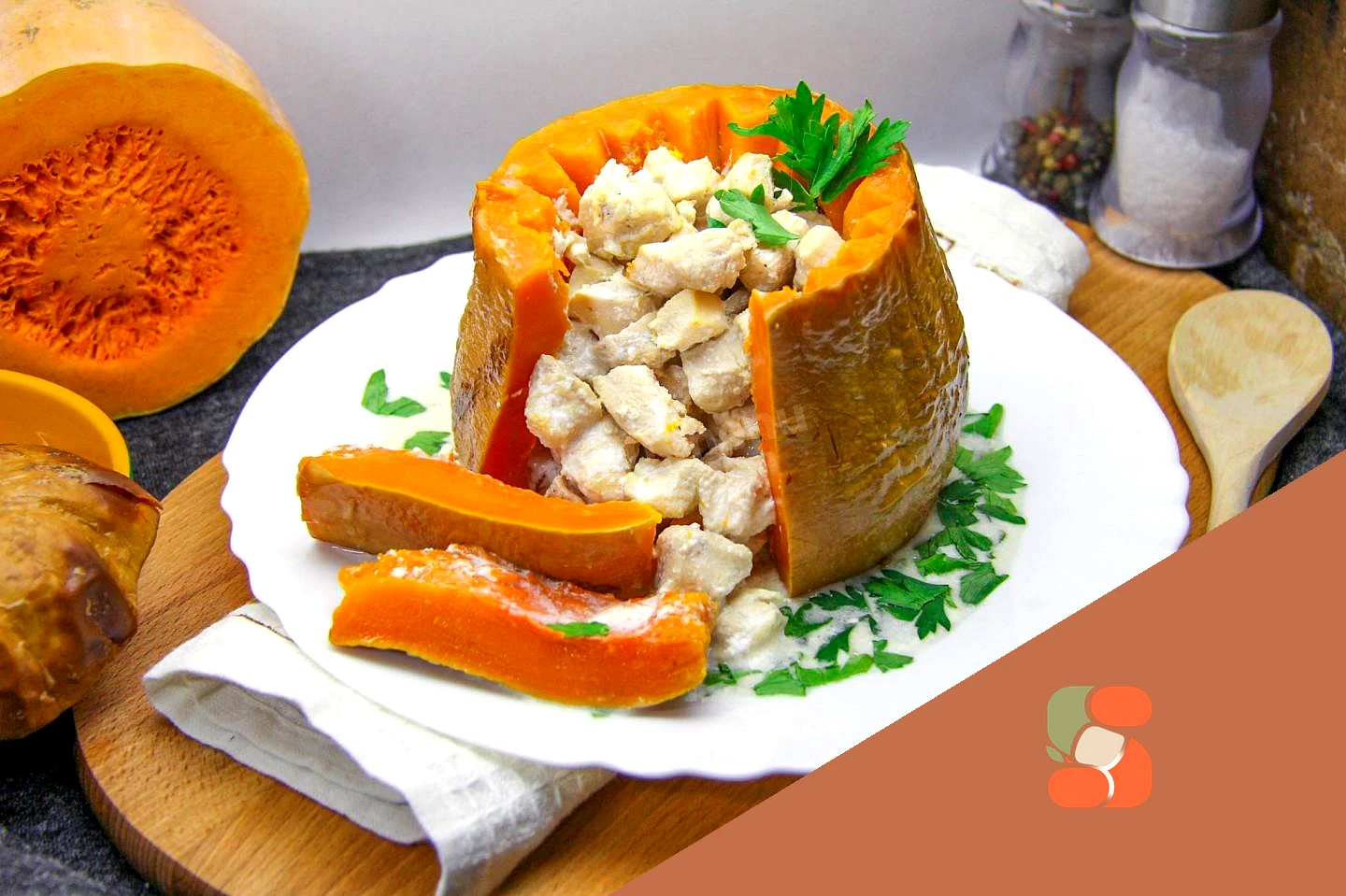 Курица в тыкве запеченная в духовке
