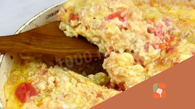 Лечо из перца и помидор с яйцом и фаршем