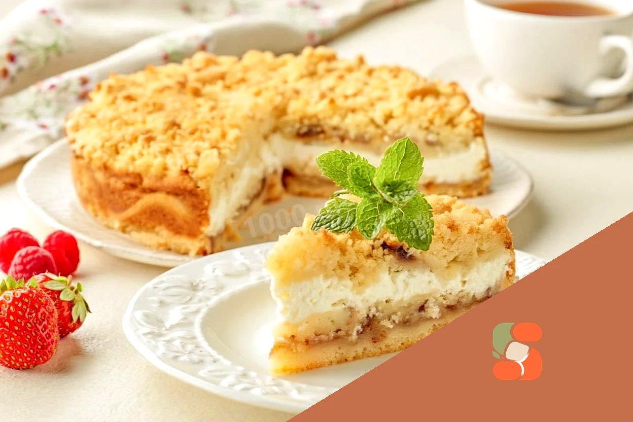 Насыпной пирог с творогом и яблоками в духовке