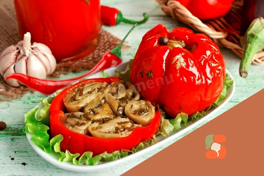 Перец фаршированный чесноком и баклажанами на зиму