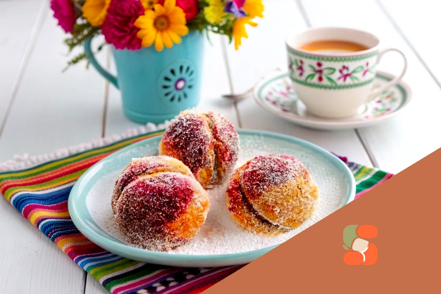 Тістечка персики зі згущеним молоком