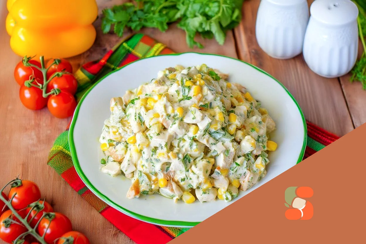 Салат с ананасами куриной грудкой и кукурузой