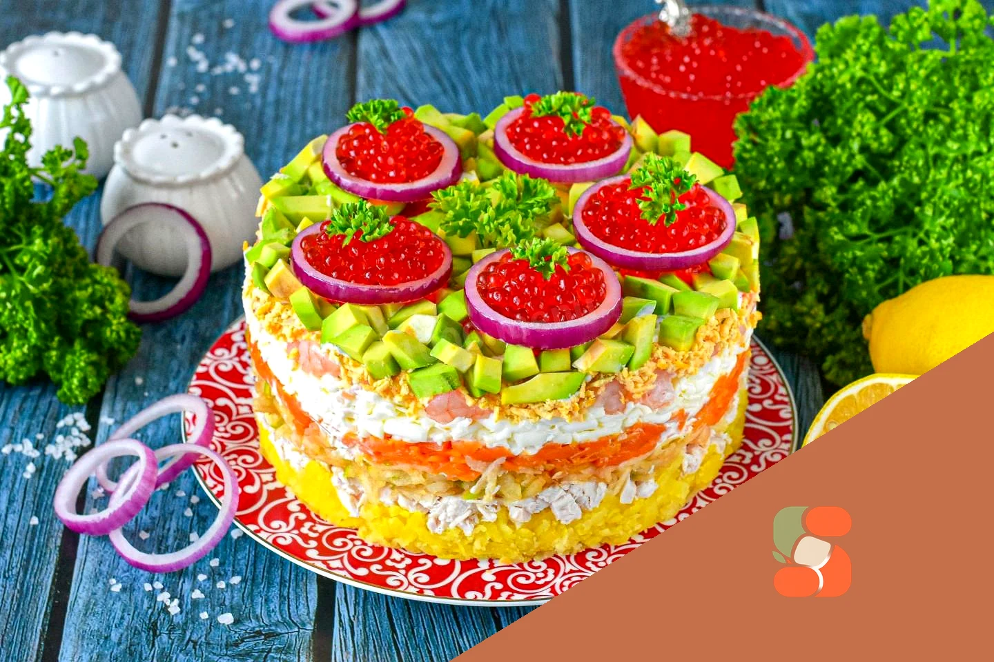 Салат Царский с курицей слоями