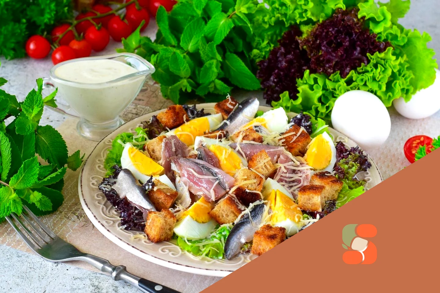 Салат Цезар із анчоусами