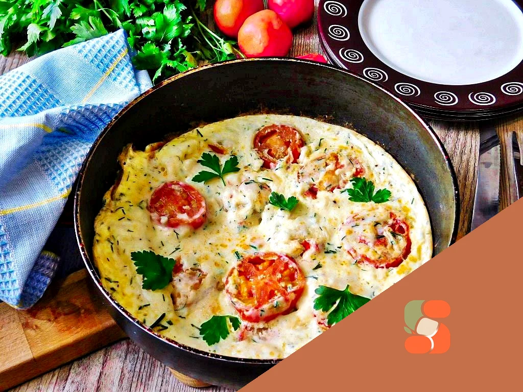 Яєчня з помідорами та сиром