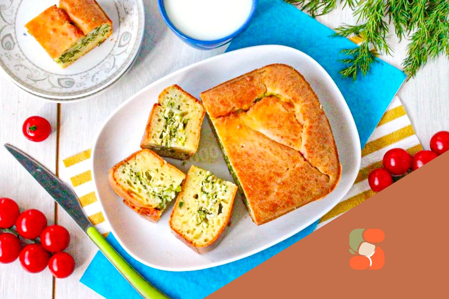 Заливний пиріг з яйцем у духовці