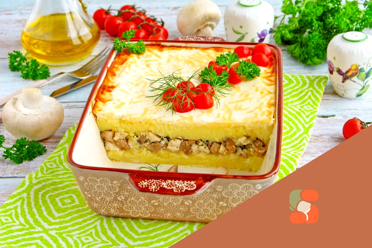 Запіканка з куркою та грибами в духовці