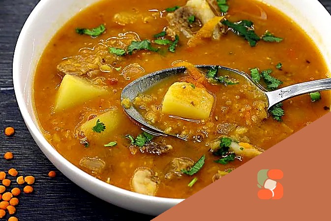 Гороховий суп із сочевицею, на яловичому бульйоні