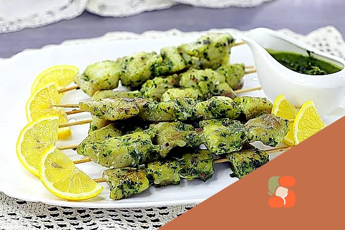 Шашлик з риби у зеленому соусі