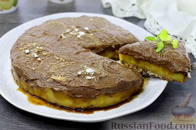 Торт із печива, з яблуками та шоколадно-кавовим кремом (без випічки)