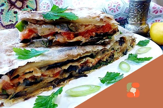 Пиріг з лаваша з овочами та грибами