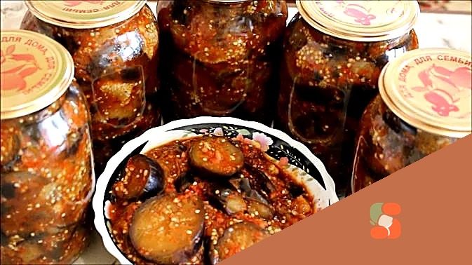 Салат "Лінивий вогник" з баклажанів з помідорами (на зиму)