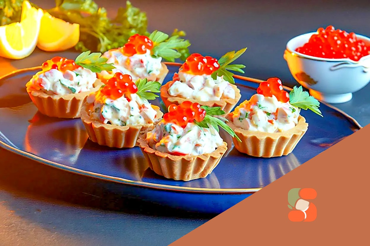 Тарталетки з крабовими паличками сиром та яйцем