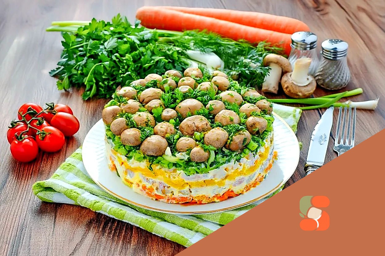 Салат Грибна галявина з печерицями