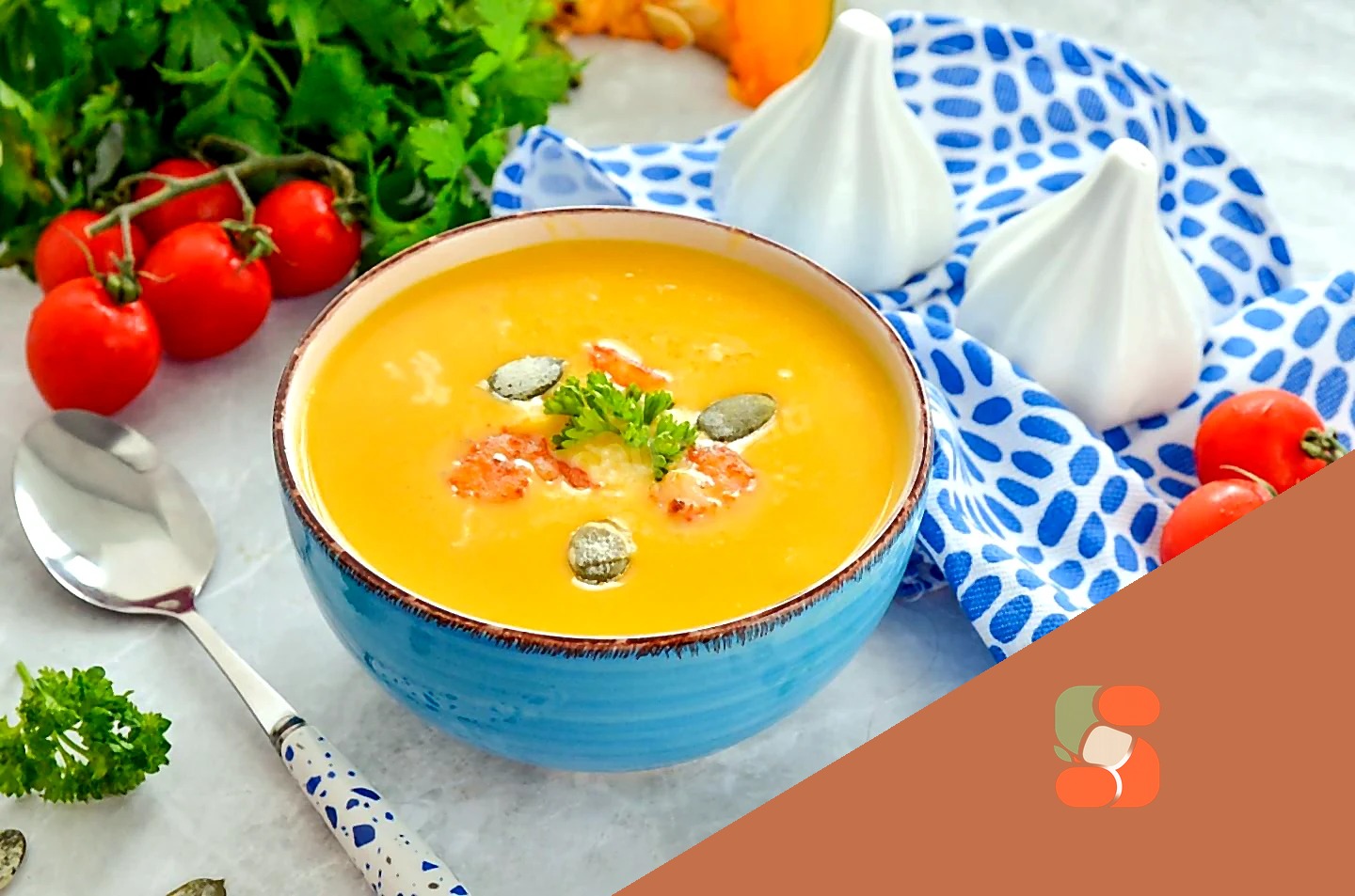 Гарбузовий суп пюре з креветками