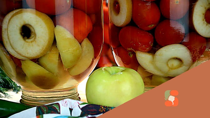 Помідори з яблуками на зиму (без оцту, лимонної кислоти, аспірину)