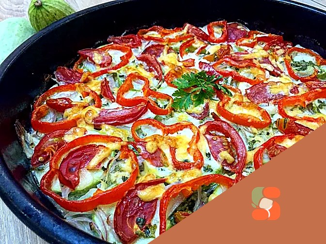 Кабачки, запечені з болгарським перцем