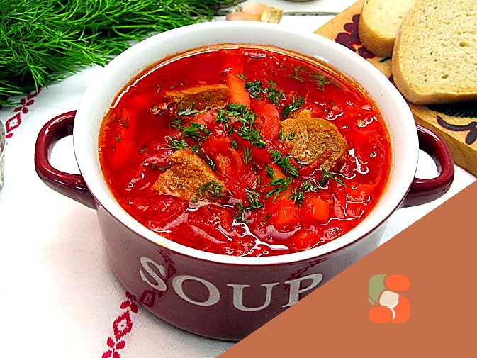 Окрошка на сироватці, з шинкою, картоплею та огірками